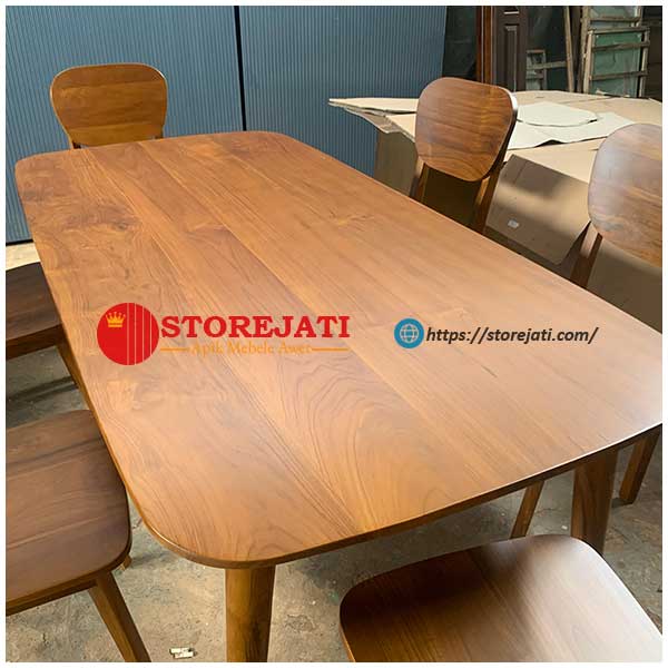 foto meja makan kayu minimalis 6 kursi