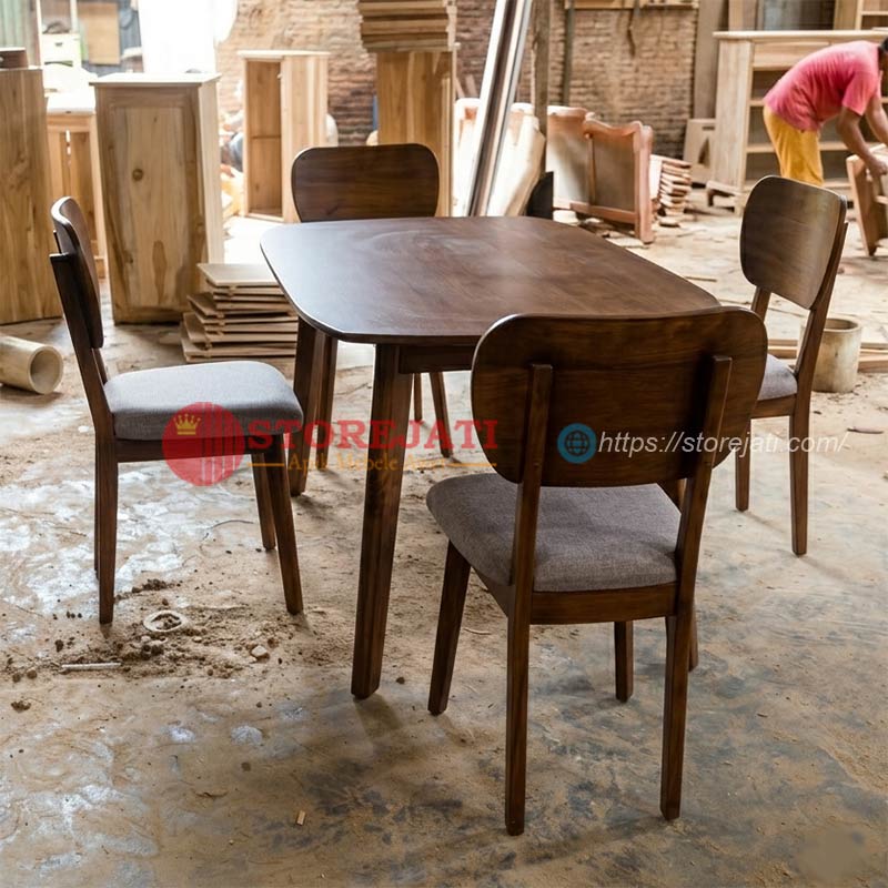 jual meja makan minimalis jati 4 kursi