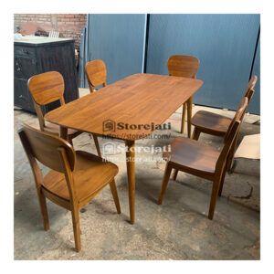 meja makan kayu minimalis 6 kursi
