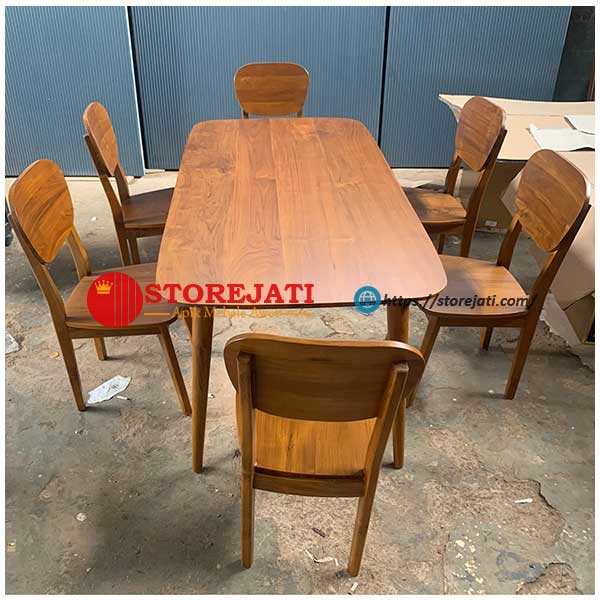 model meja makan kayu minimalis 6 kursi