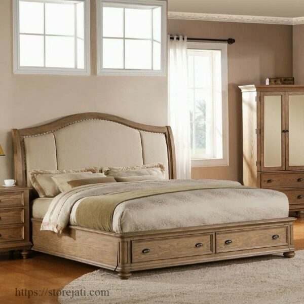 tempat tidur kayu jati model minimalis