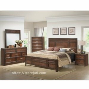 tempat tidur set jati minimalis