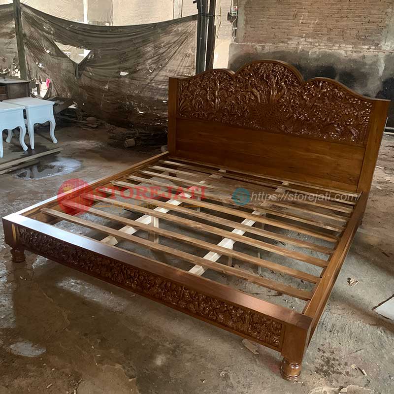 jual tempat tidur ukiran kayu jati