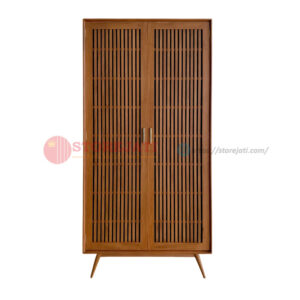 lemari pakaian 2 pintu kayu jati minimalis