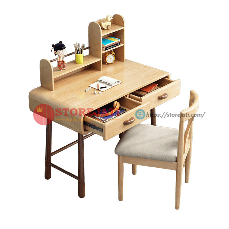 desain meja belajar kayu minimalis