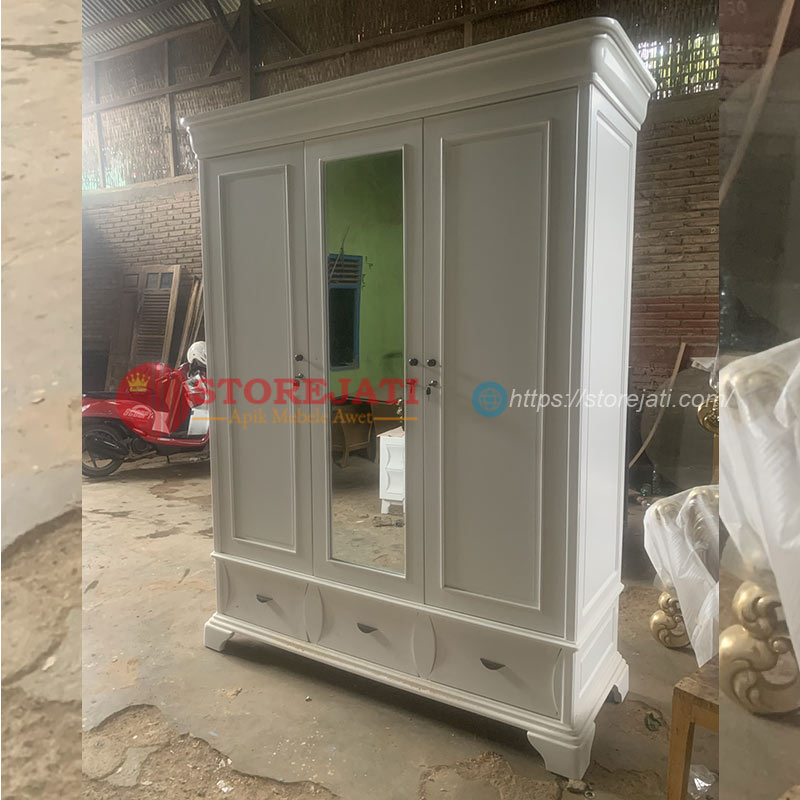 harga lemari baju kaca 3 pintu