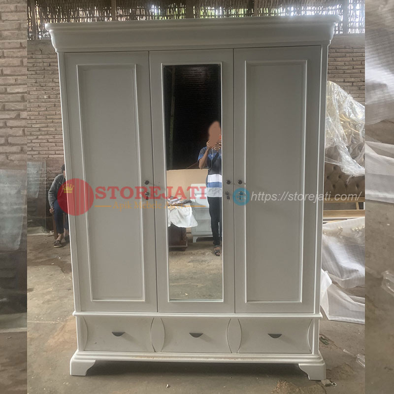 jual lemari baju kaca 3 pintu