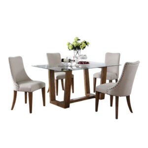 meja makan kaca minimalis 4 kursi