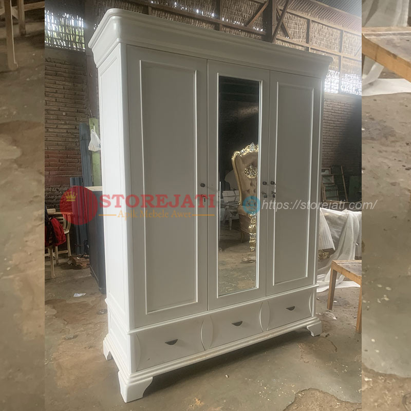 model lemari baju kaca 3 pintu