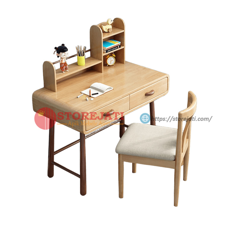model meja belajar kayu minimalis