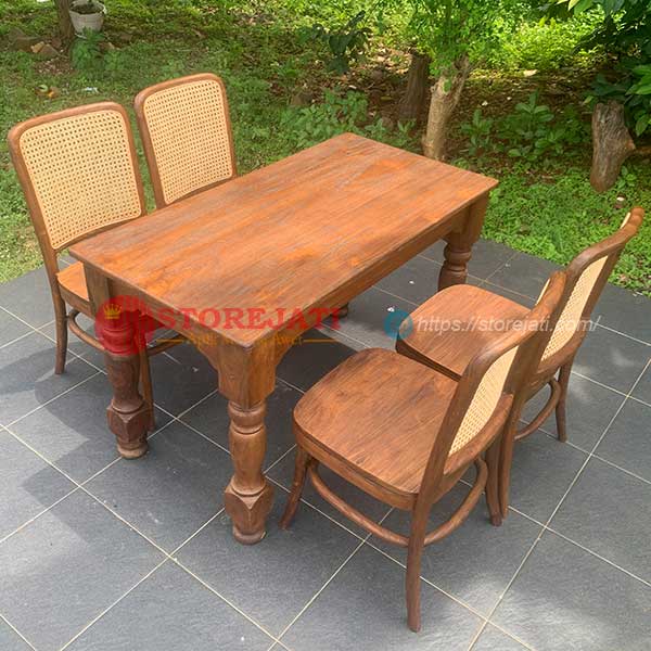 jual meja makan jati 4 kursi