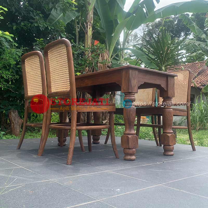 jual meja makan jati 4 kursi