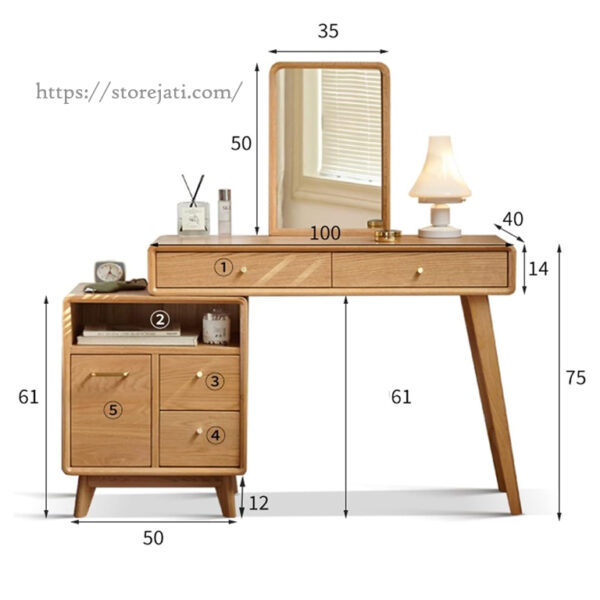 ukuran meja rias kayu jati minimalis