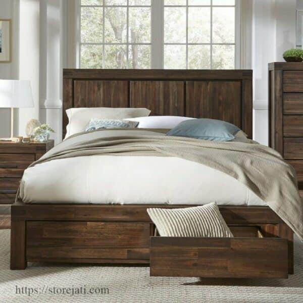tempat tidur dari kayu jati