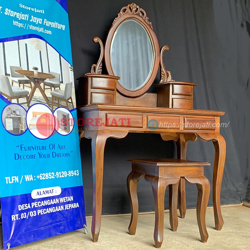 model tolet meja rias kayu jati