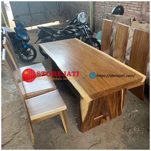 model meja makan minimalis kursi 6