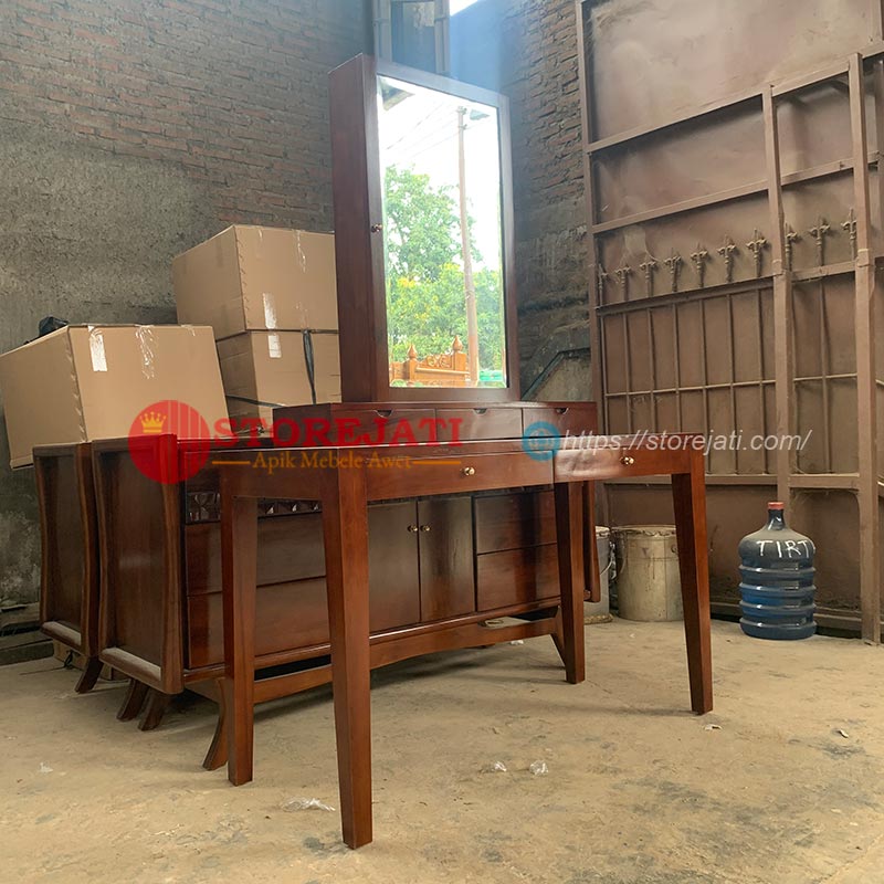 meja rias kayu jati minimalis modern