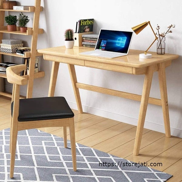 meja belajar kayu jati minimalis