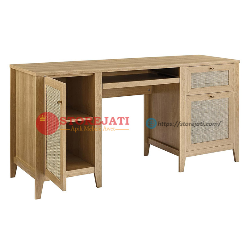 model meja belajar kayu jati minimalis