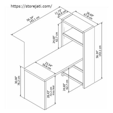 Meja Belajar Plus Rak Buku Minimalis Kayu - Storejati