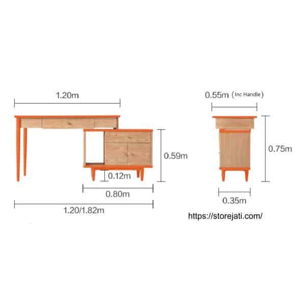 ukuran meja belajar minimalis dari kayu
