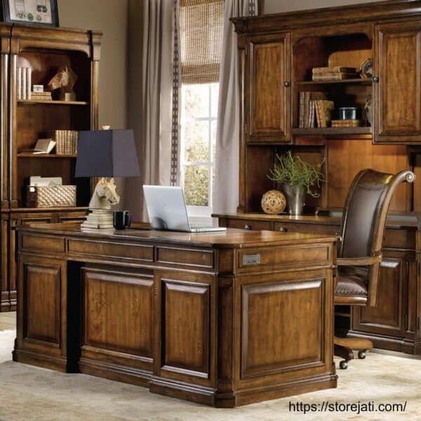 meja kantor kayu jati minimalis