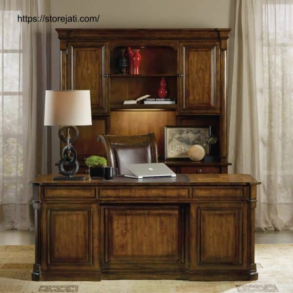 model meja kantor kayu jati minimalis