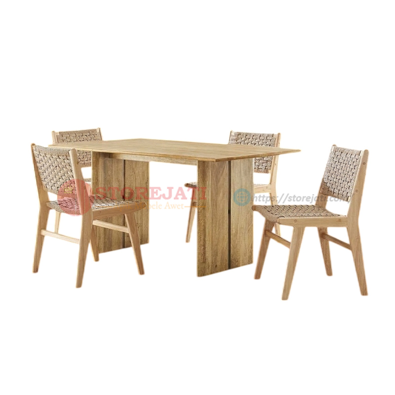 meja makan kayu jati 4 kursi