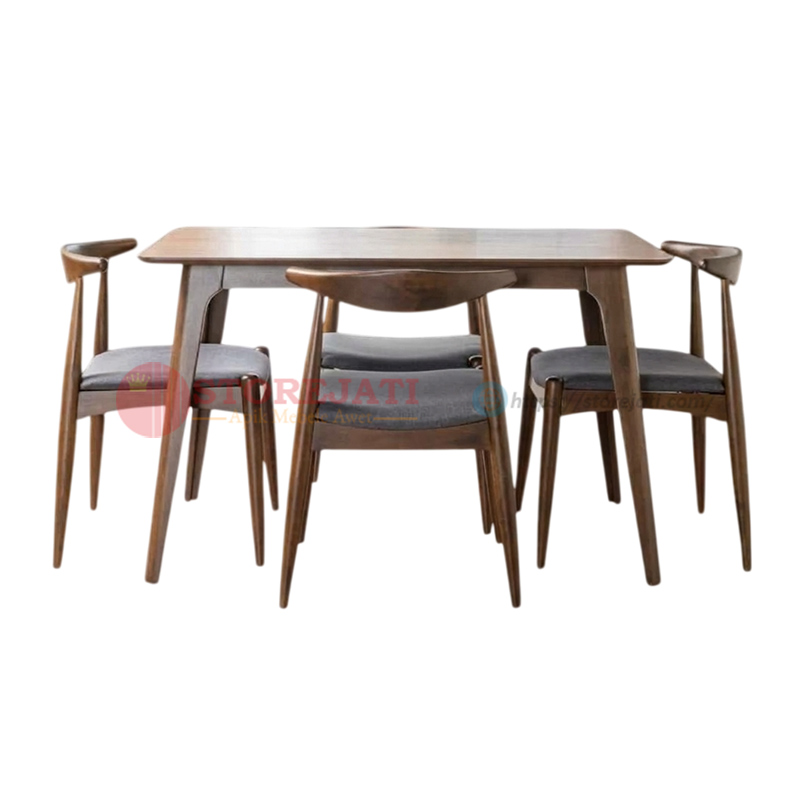 model meja makan kayu kursi 4
