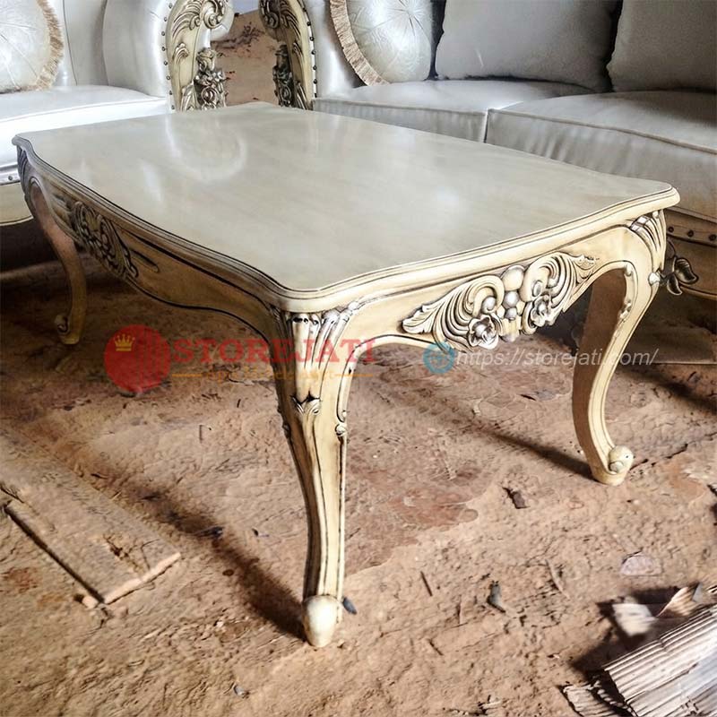 desain meja tamu dari kayu