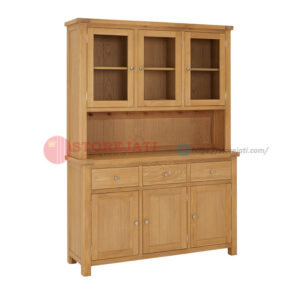 lemari kaca rak piring 3 pintu