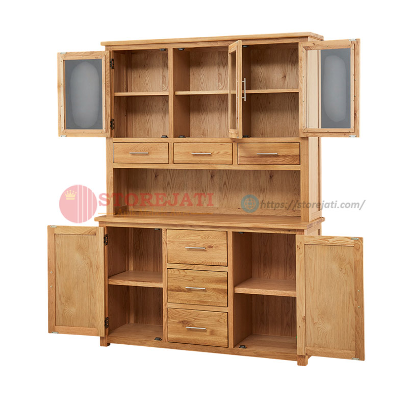 model lemari piring kayu 3 pintu
